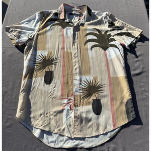 Request Lojas Renner Women's M Slim Palm Tree Viscose Short Sleeve Blouse Brazil